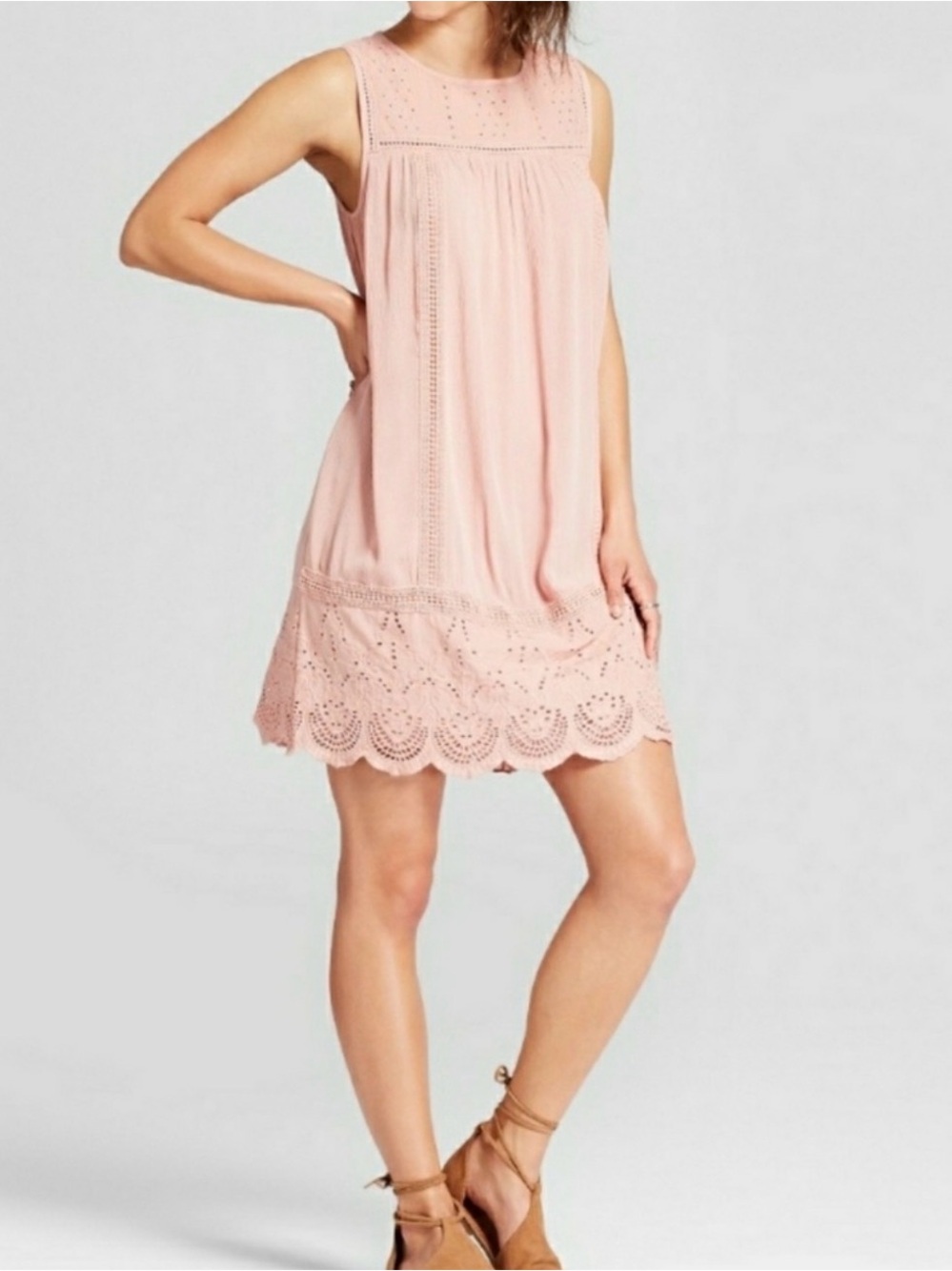 Knox Rose Blush Pink Eyelet-Trim Sundress